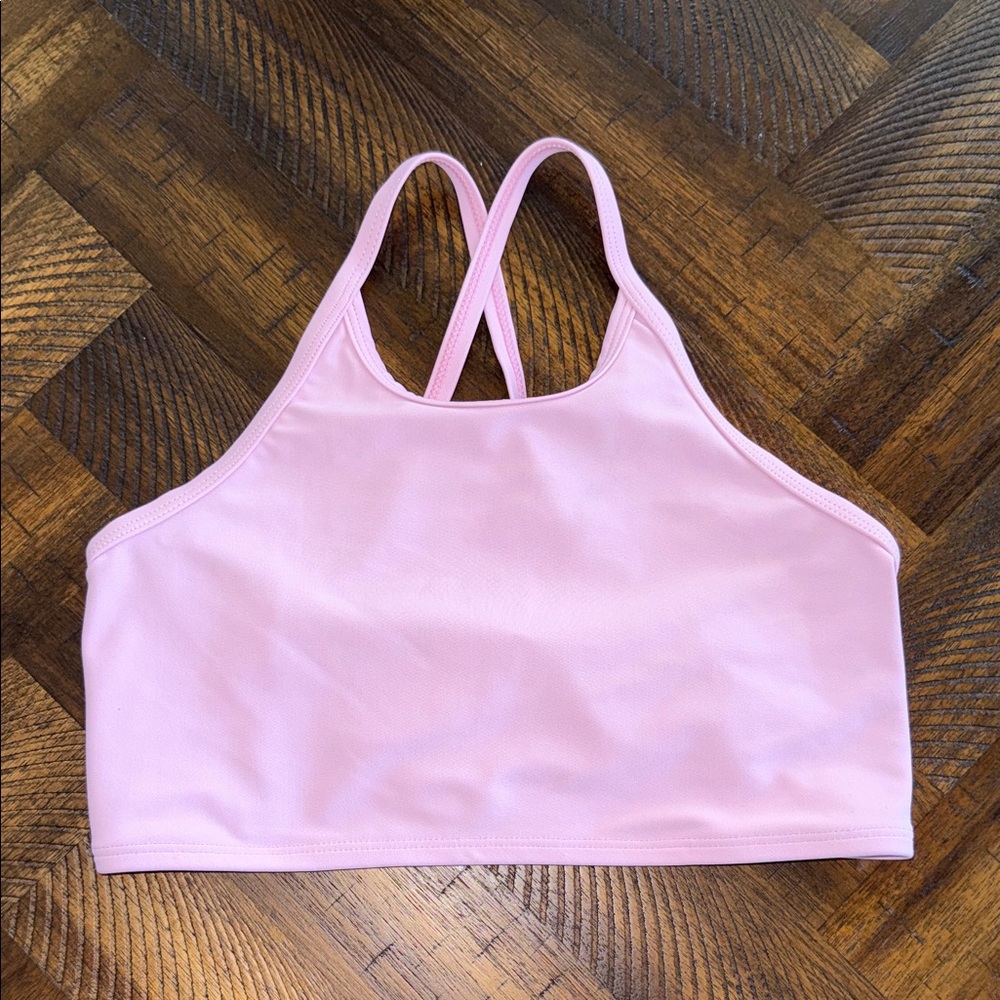 Oh La La Light Pink Crisscross Back Sports Bra